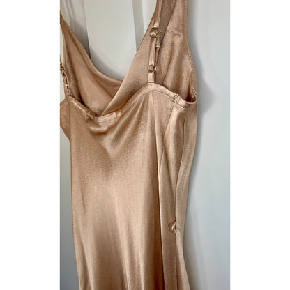 Shona Joy La Lune Bias Maxi Dress in Desert Rose Size 4 Cowl Neck Front Split