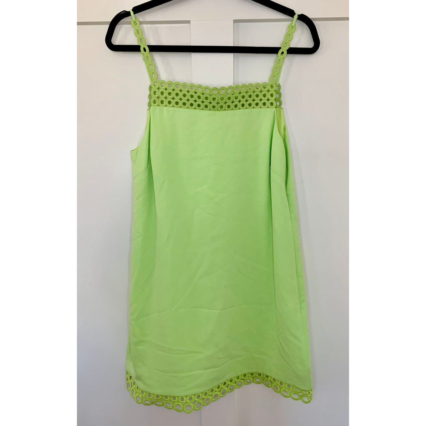 Jonathan Simkhai Marlie Crochet Ring Mini Dress in Lime Size 10 Sleeveless Lined