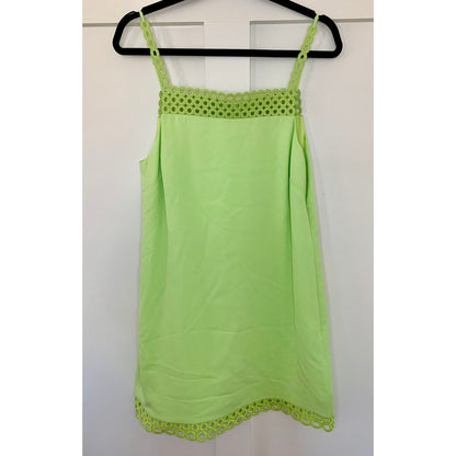Jonathan Simkhai Marlie Crochet Ring Mini Dress in Lime Size 10 Sleeveless Lined