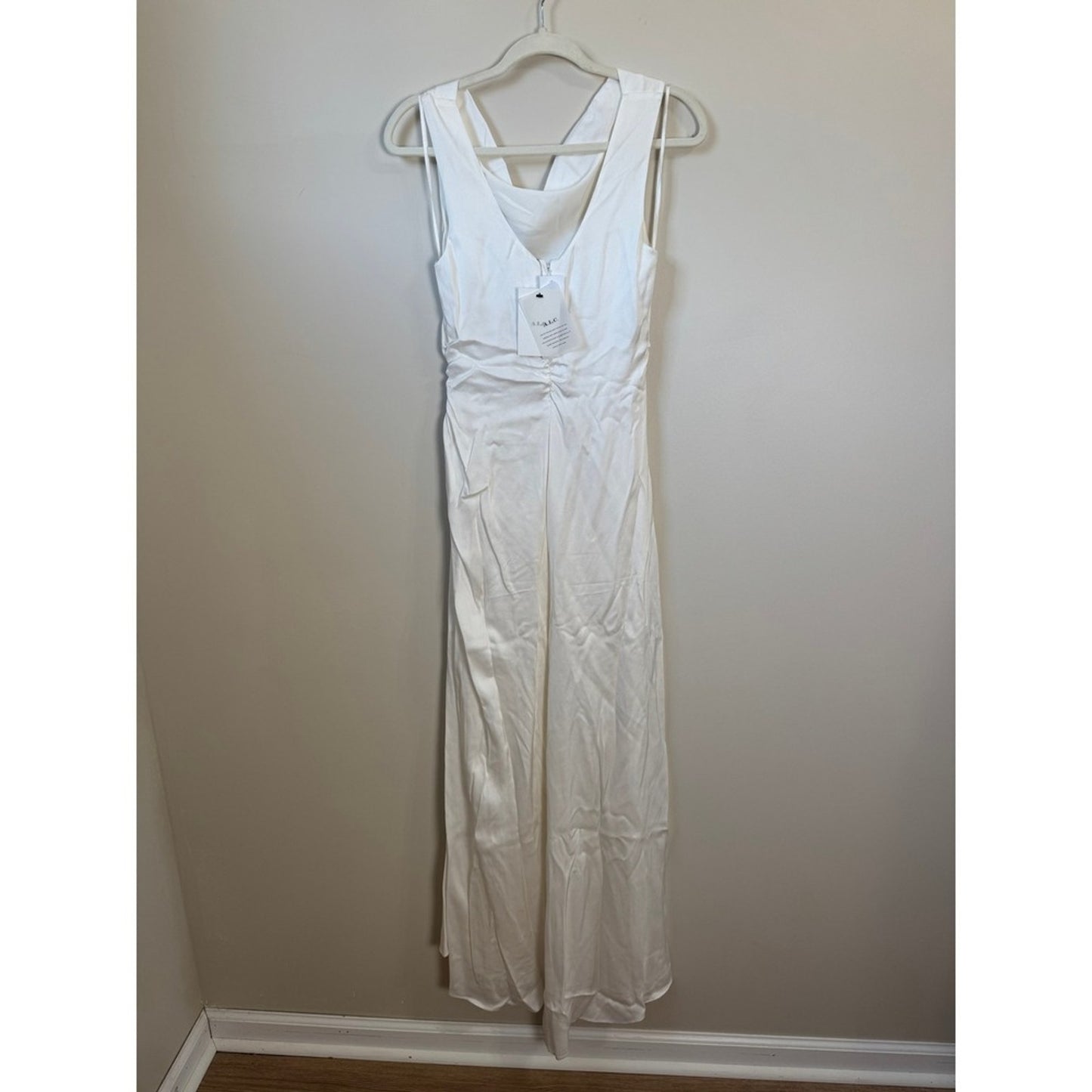 A.L.C. White Cowl Neck Ruched Maxi Dress Sleeveless Gown Bridal Event