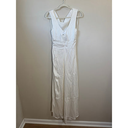 A.L.C. White Cowl Neck Ruched Maxi Dress Sleeveless Gown Bridal Event