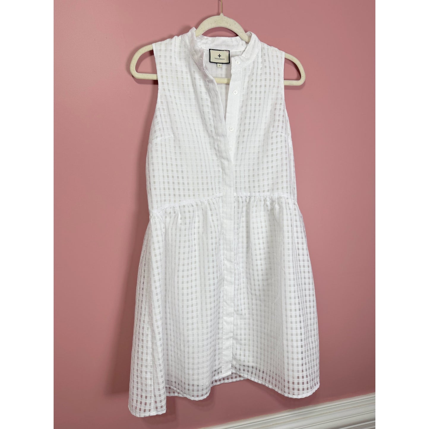 Tuckernuck White Burnout Sleeveless Royal Shirt Dress Size Small