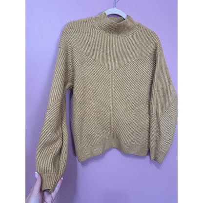 & Other Stories Brown Ribbed Mech Neck Wool-Blend Sweater Size Medium