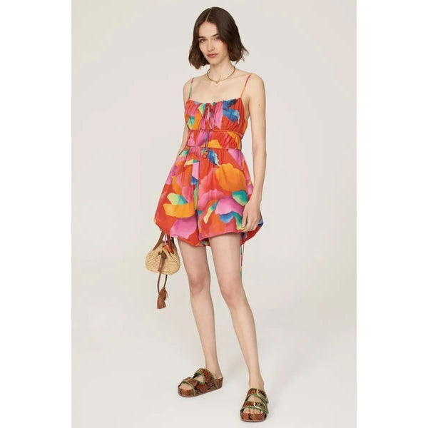 FARM Rio Abstract Floral Print Tie Front Romper Size M