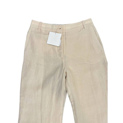 By Malene Birger Carass Linen Blend Pants in‎ Bianco Size 36 Flared Leg Zip Fly