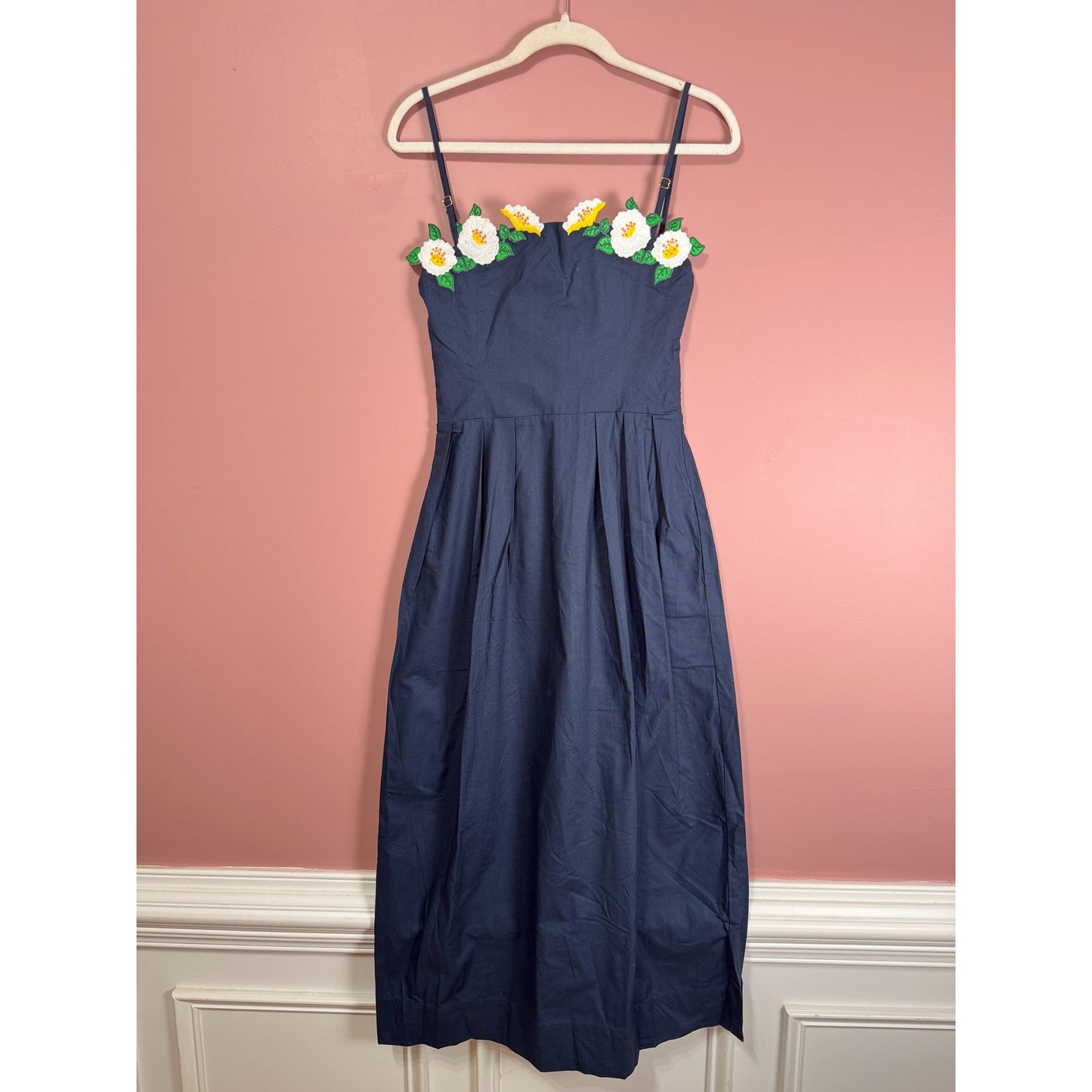 Fanm Mon Lorr Cotton Midi Dress in Navy Blue Size XS