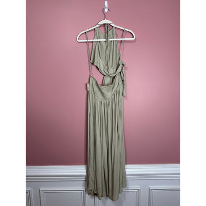 Free People Suki Midi Dress in Neutral Size XL Cutout Sleeveless Tie Back Party