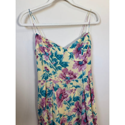 Reformation Jaelyn Floral Midi Dress Yellow Purple Smocked Back Size 10
