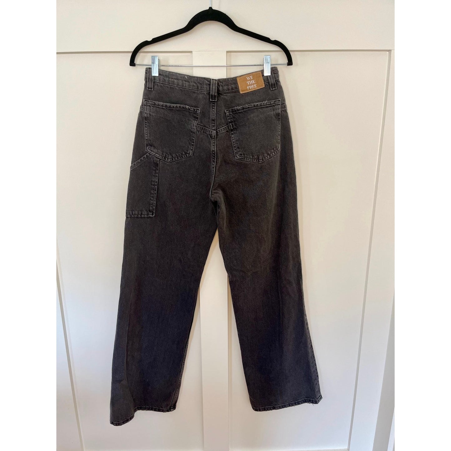 Free People Tinsley Baggy Mid Rise Straight Leg Black Size 28