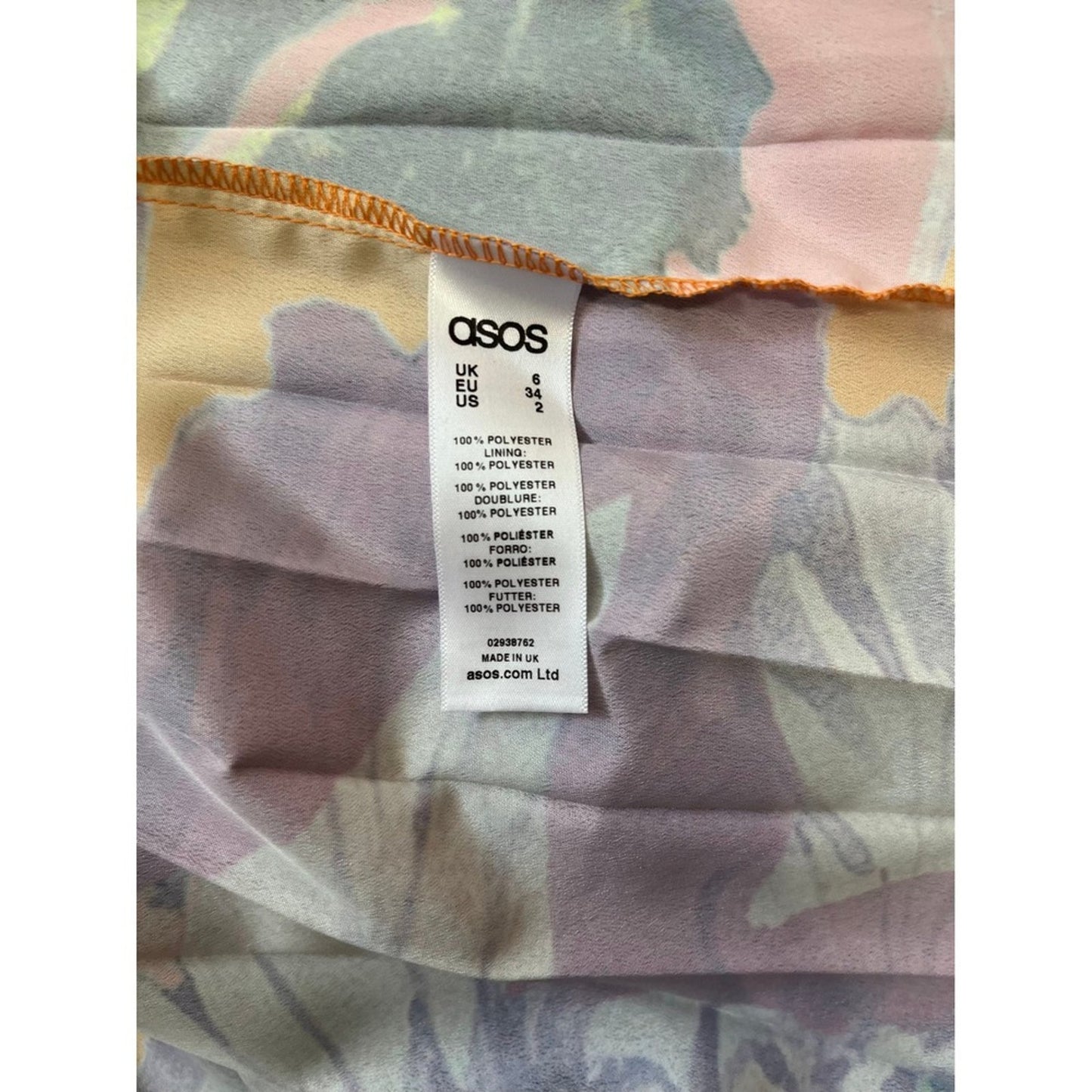 ASOS Floral Pleated Maxi Dress Orange Purple Pink Halter Neck Women's Size 2