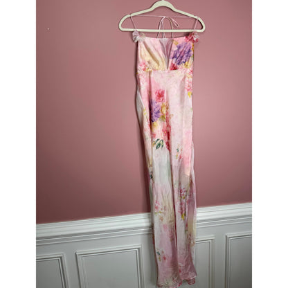 For Love & Lemons Lisa Maxi Dress in Floral Medium Sheer Strappy Lace-Up Back