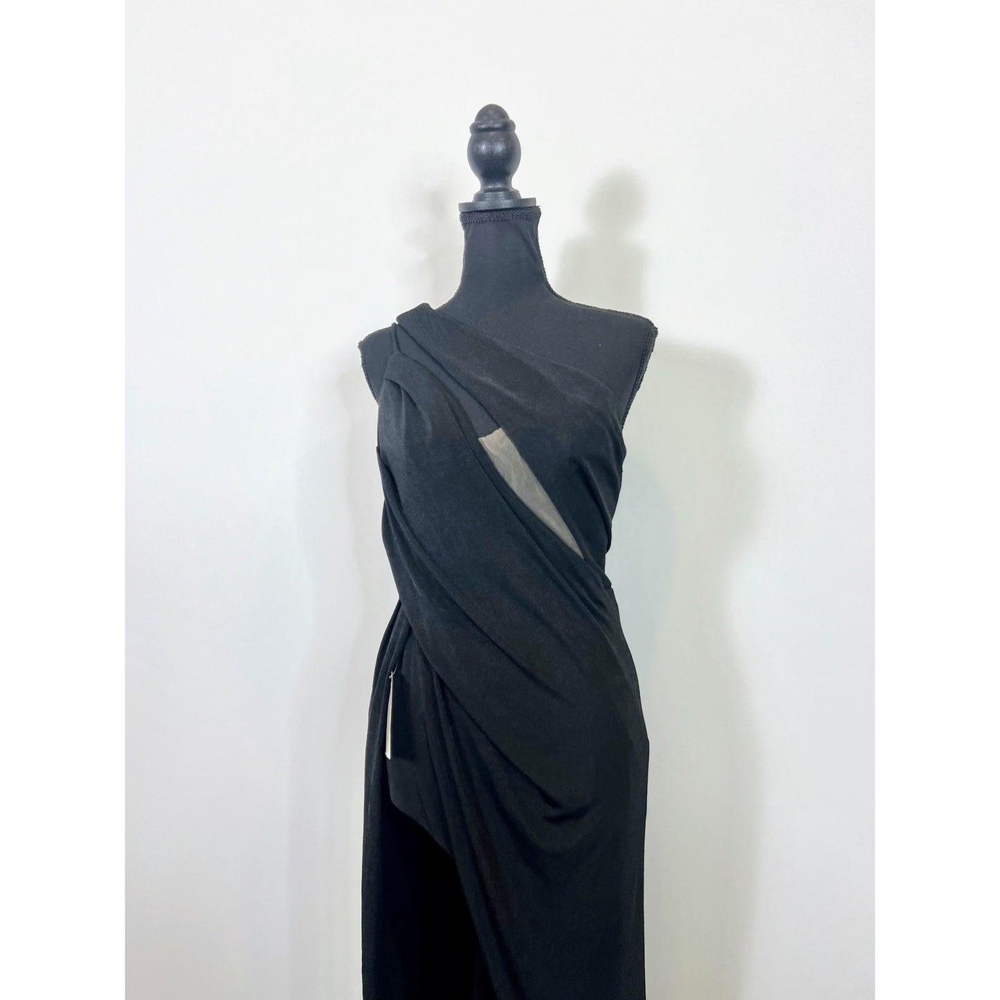 Katie May A Cut Above Gown Maxi Dress Black Medium One Shoulder Stretch Lined
