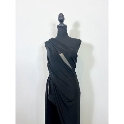 Katie May A Cut Above Gown Maxi Dress Black Medium One Shoulder Stretch Lined
