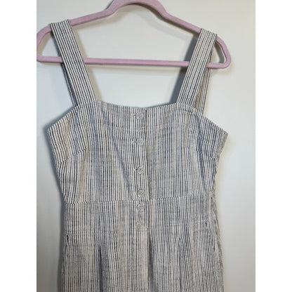 APIECE APART Striped Square Neck Button Front Midi Dress Size 4 Linen Blend