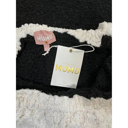 Show Me Your Mumu Anita Mini Dress Black White Textured Off Shoulder  Large