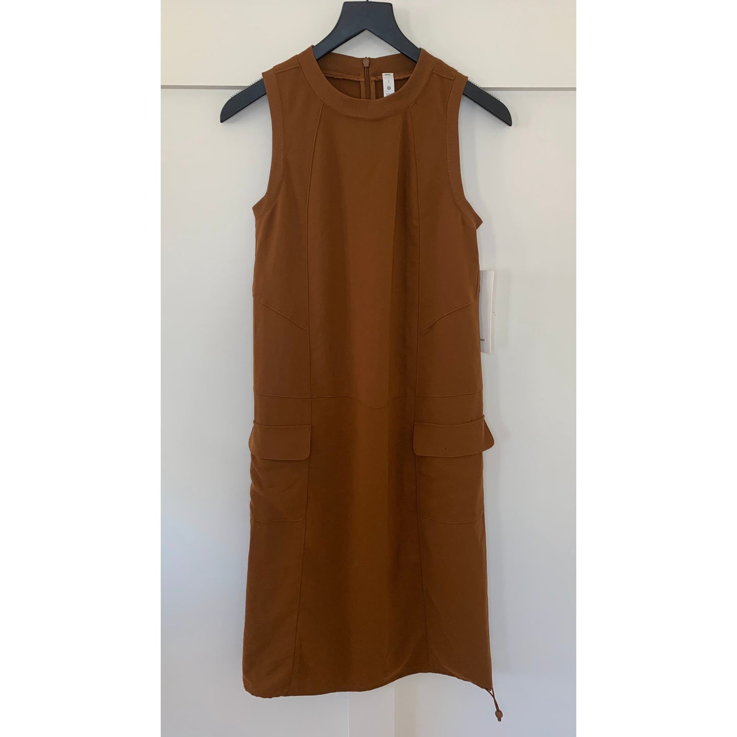 Lululemon Pocketed Drop Waist Midi Dress Copper Brown Size 2 Sleeveless Zip Back