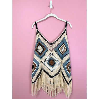 Jaded Gypsy Desert Views Crochet Tank Top Size L/XL