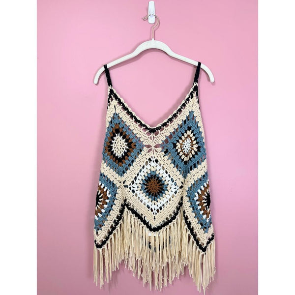 Jaded Gypsy Desert Views Crochet Tank Top Size L/XL