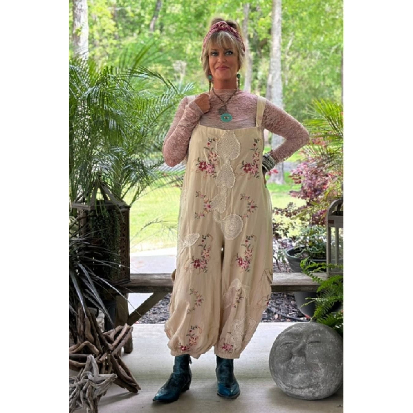 Jaded Gypsy Trellis Views Overalls Size S/M