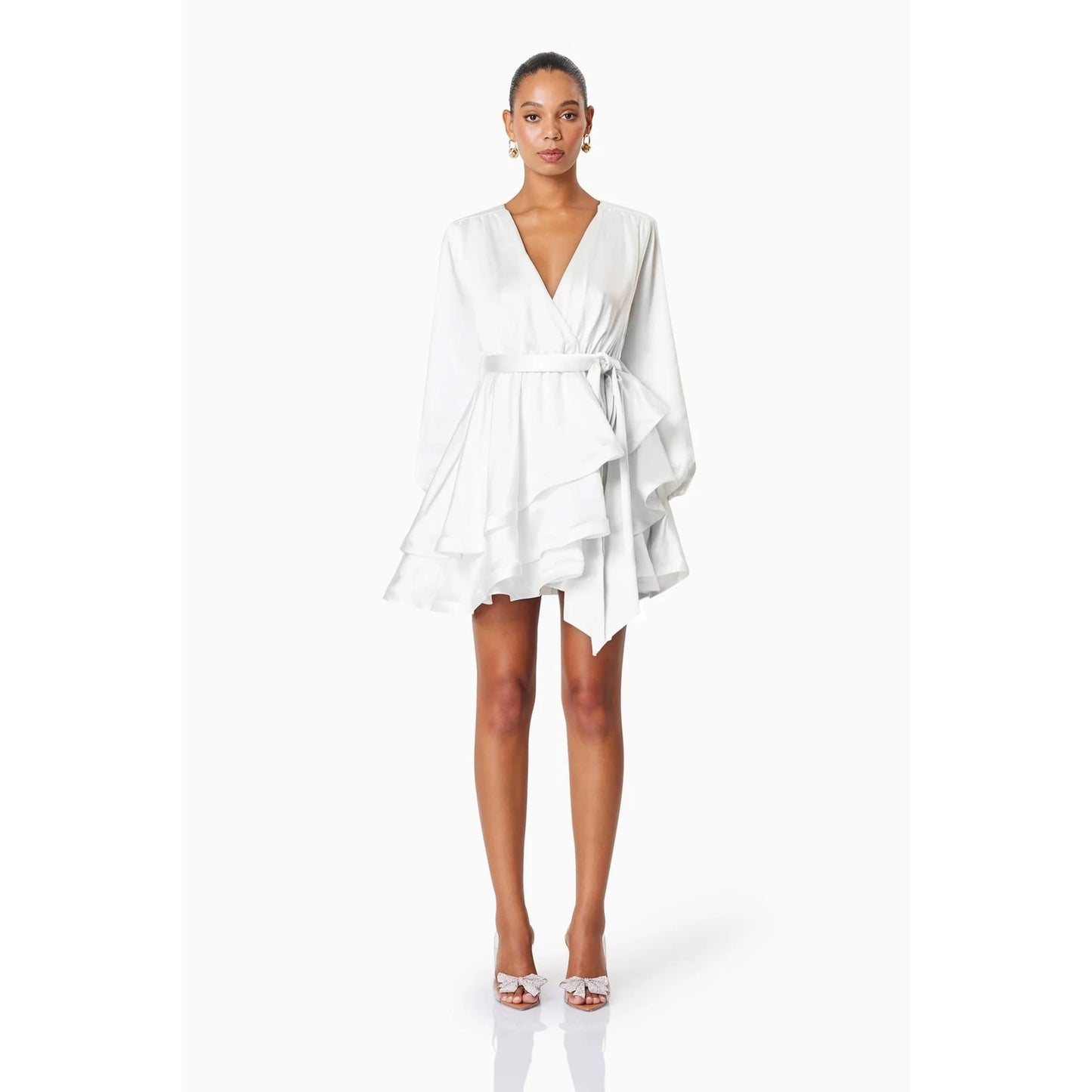 NEW NWT Elliatt Clementine Mini Dress White Long Sleeve Size Medium