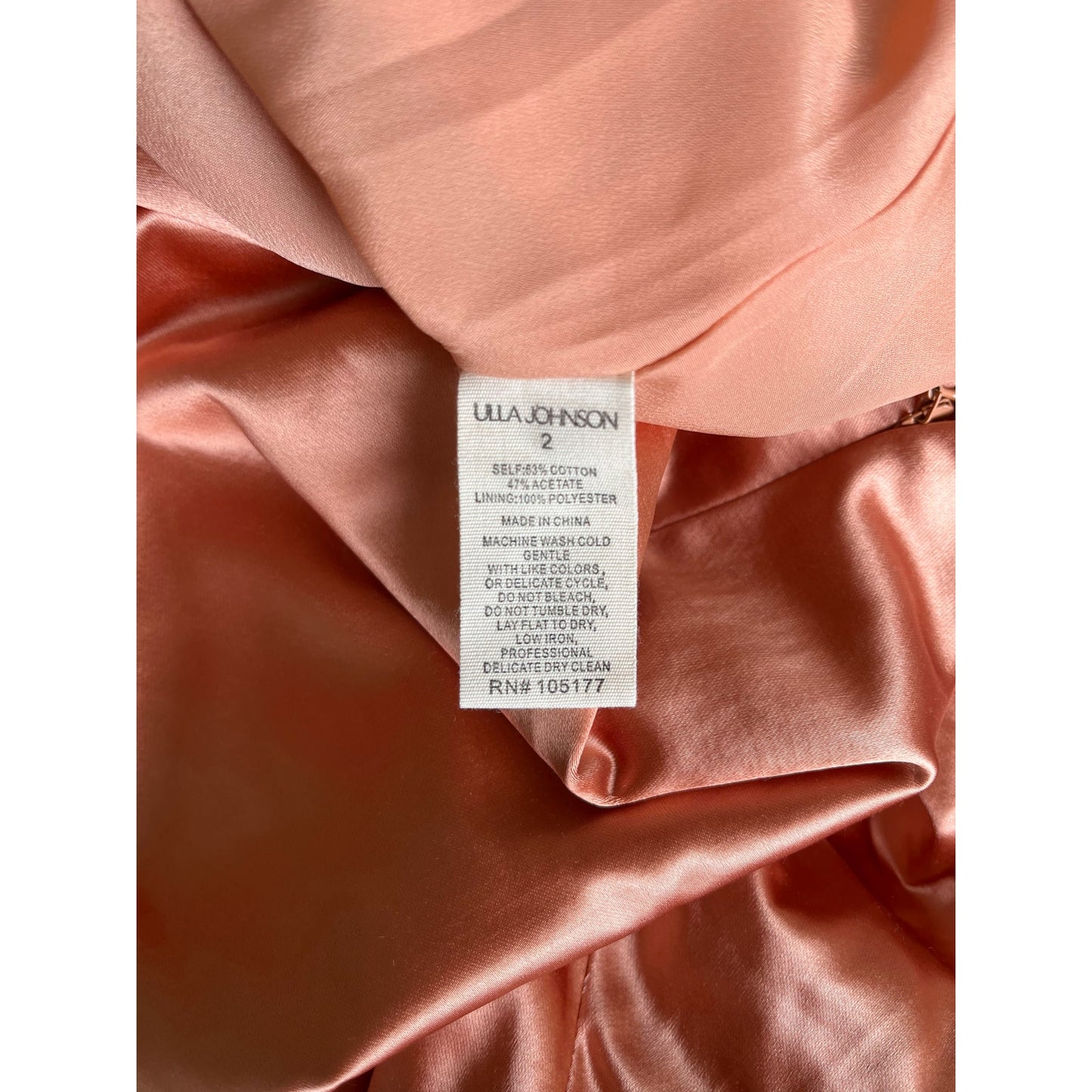 NEW NWT Ulla Johnson Silvana Long Sleeve Midi Dress Copper Size 2