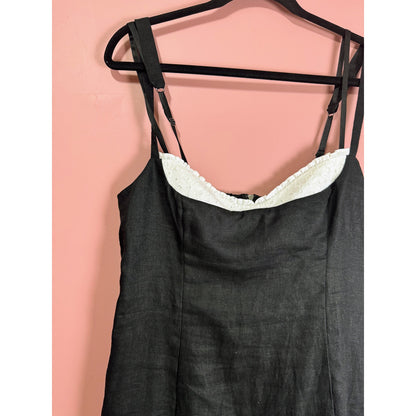 Reformation Lovella Linen Dress in Black Size 10