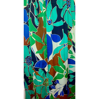 Cult Gaia Theia Dress in Botanic Aqua Silk Voile Sz XL Floral Sleeveless Cutout