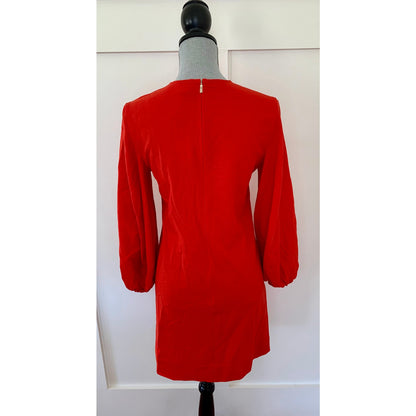 Boss Dageta Shift Dress Mini in Bright Red Size 2 Long Sleeve Stretch Party