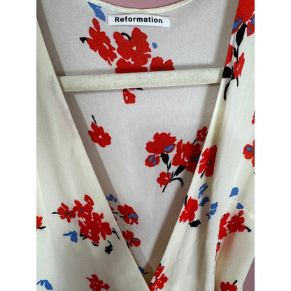 Reformation Napa White Floral Wrap Dress Size XS