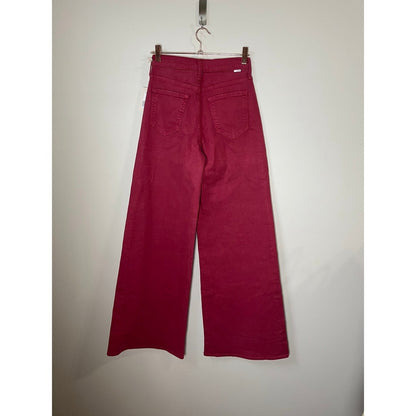 NEW NWT MOTHER Wide Leg Crop Jeans Crimson Red Size 25 Denim Flare Pants