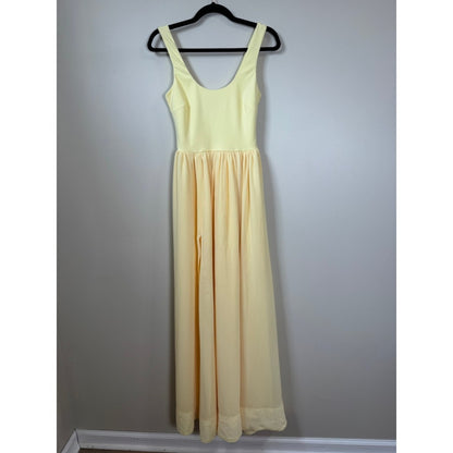 Show Me Your Mumu Yellow Maxi Dress Scoop Neck High Slit Bridesmaid Gown Small