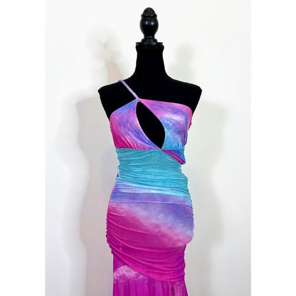 Rococo Sand Cloud One Shoulder‎ Maxi Dress in Multicolor Size XXS Cutout Party
