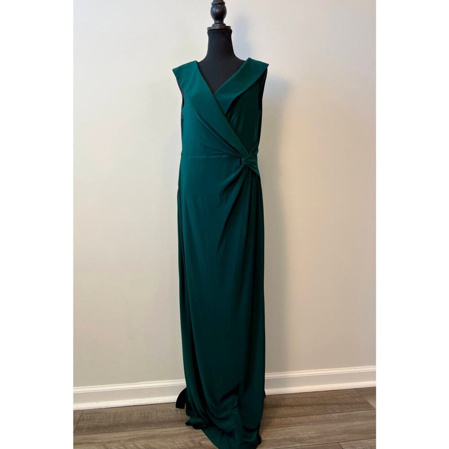 Ralph Lauren Leonidas Evening Gown Maxi‎ in Turquoise Size 14 Twist Front Lined