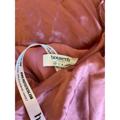 House of CB Reva Satin Cowl Neck Ruched Midi Dress Rose Gold XS