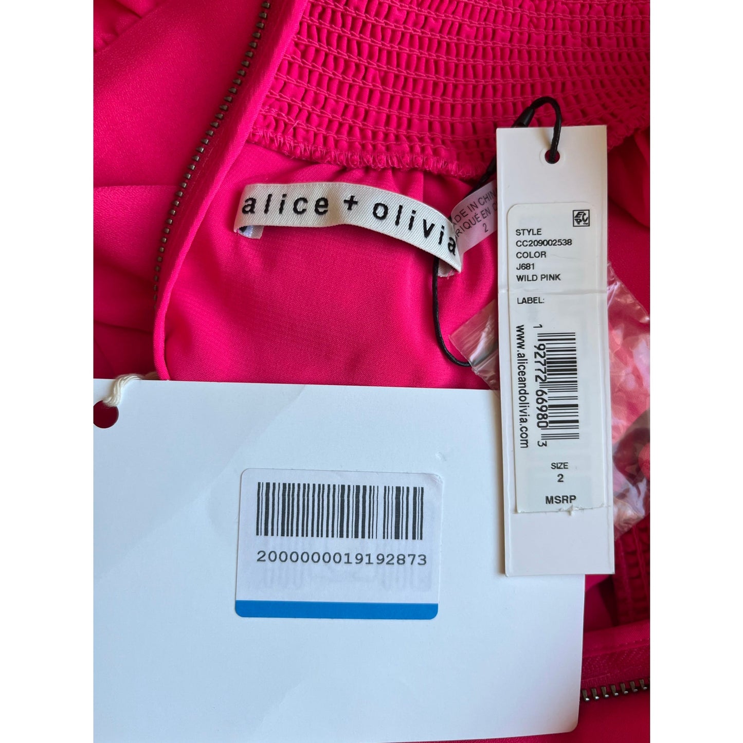 Alice & Olivia Long Sleeve Mini Dress Wild Pink Size 2