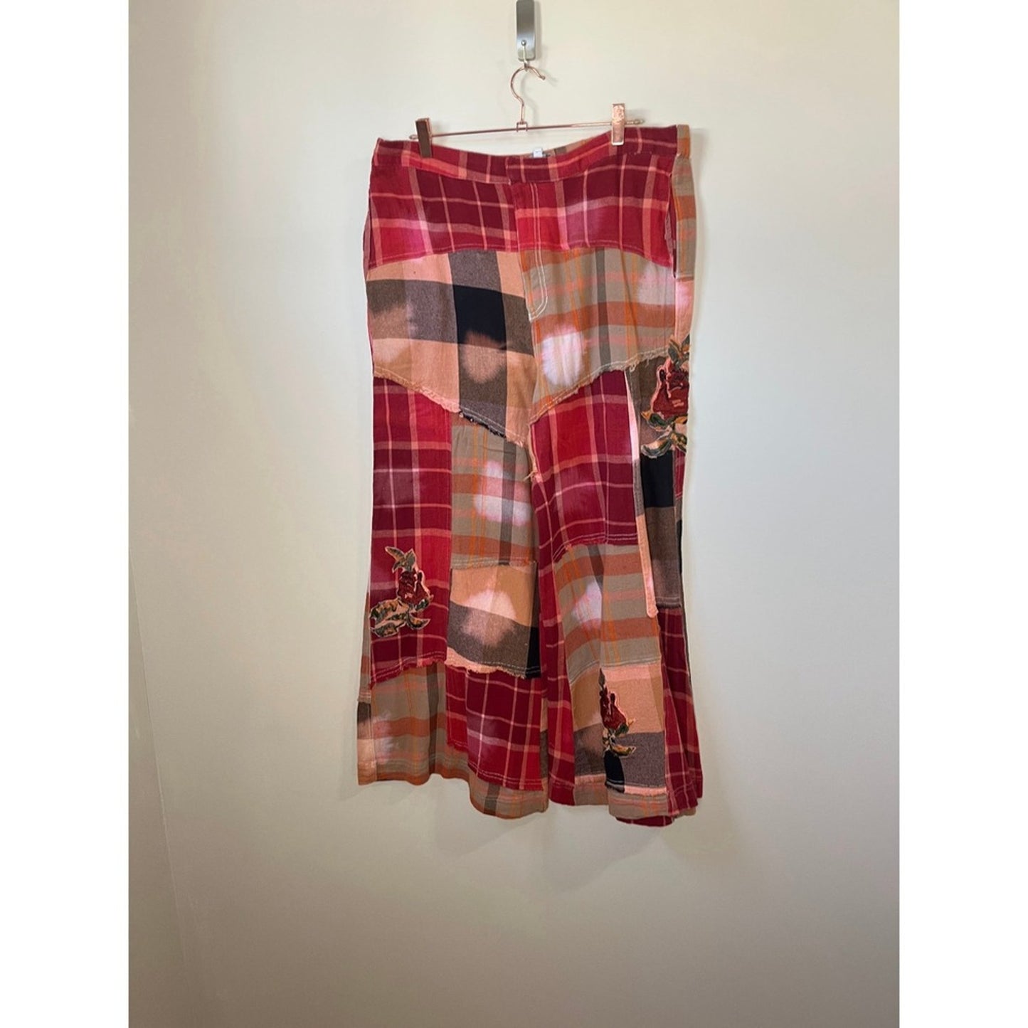 Jaded Gypsy Patchwork Plaid Wide Leg Pants Boho Festival Casual LXL