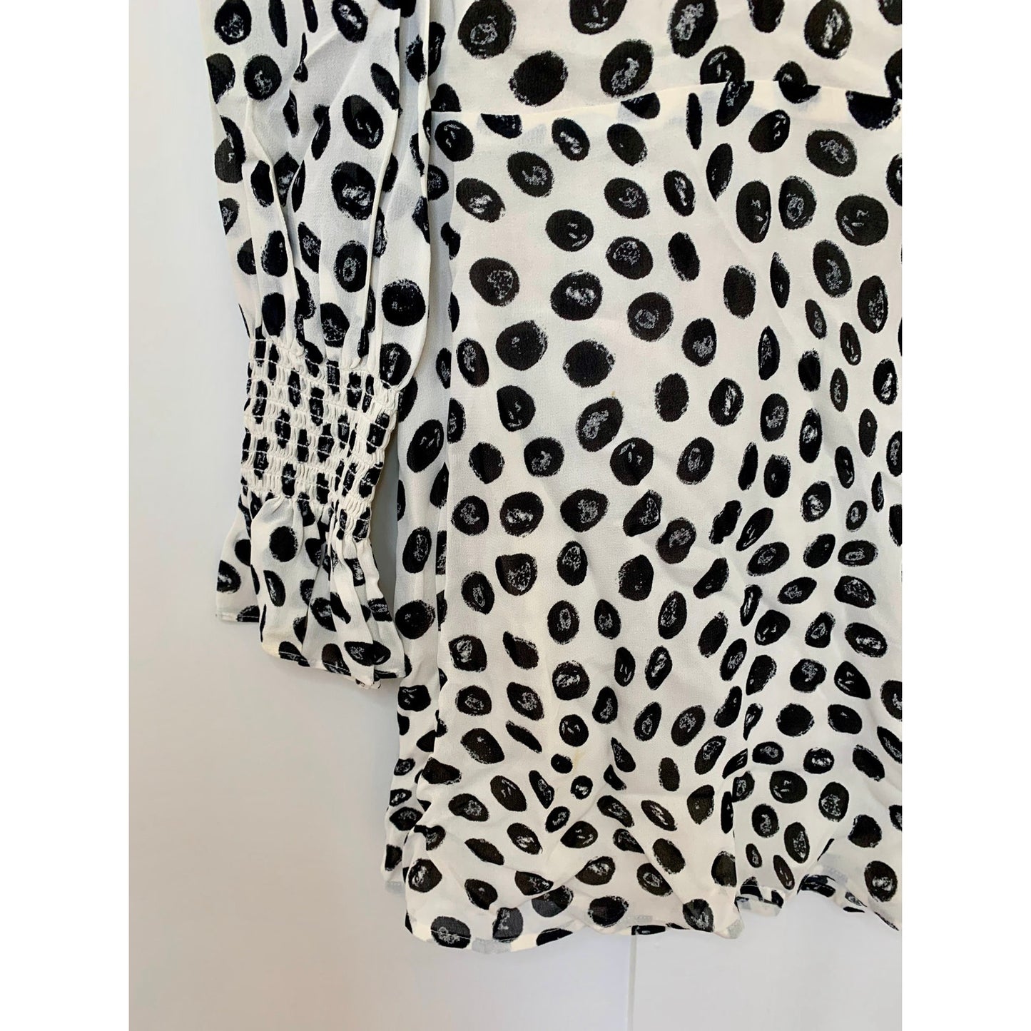 Reformation Archie Mini Dress High Neck in Twist Polka Dot Size 4 Long Sleeve