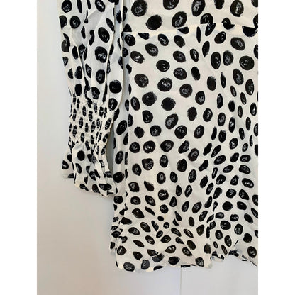 Reformation Archie Mini Dress High Neck in Twist Polka Dot Size 4 Long Sleeve