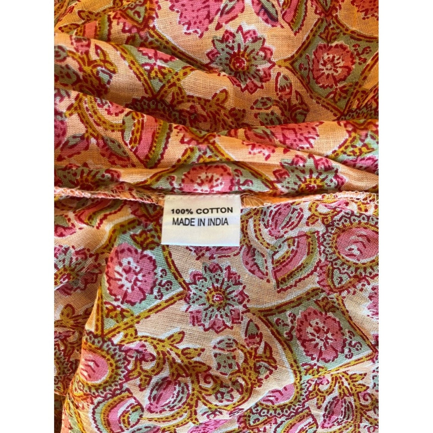 Jaded Gypsy Orange Pink Floral Print Long Sleeve Tunic Dress Free Size
