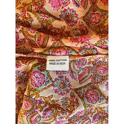 Jaded Gypsy Orange Pink Floral Print Long Sleeve Tunic Dress Free Size