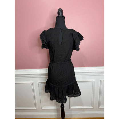 Tularosa Amber Mini Dress in Black Size XS Short Sleeve Lace Trim Keyhole Back