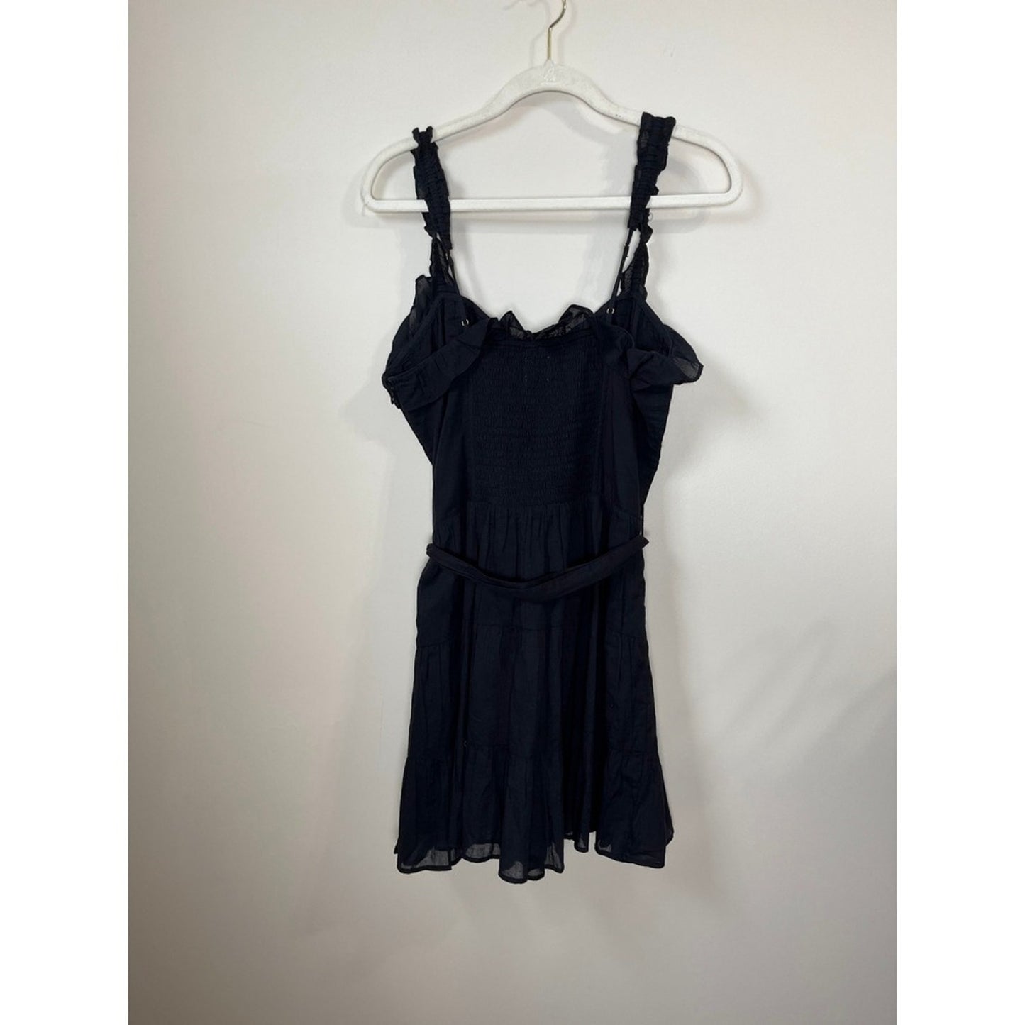 Show Me Your Mumu Jolene Mini Dress Black Smocked Ruffle Belted XL