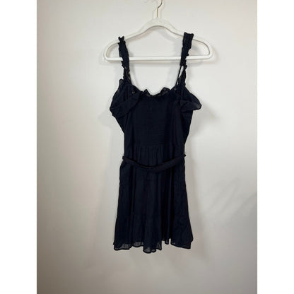 Show Me Your Mumu Jolene Mini Dress Black Smocked Ruffle Belted XL