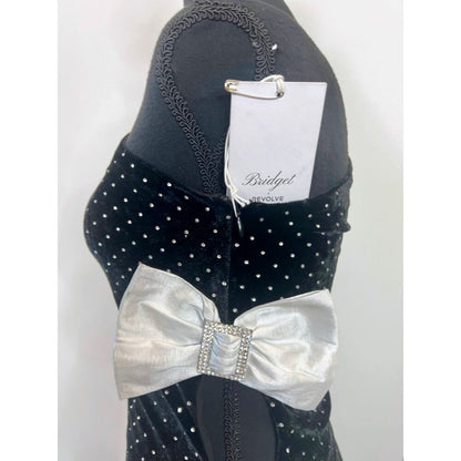 Majorelle x‎ Bridget Julia Bow Gown in Black/White Small One Shoulder Velvet
