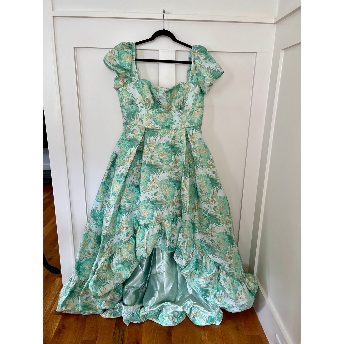 NEW NWT Mac Duggal 68276 Bubble Hem Square Neck Dress Spring Green Size 16