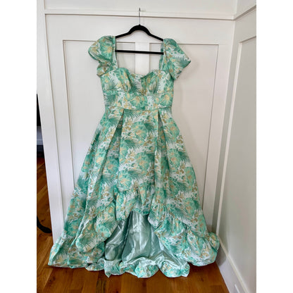 NEW NWT Mac Duggal 68276 Bubble Hem Square Neck Dress Spring Green Size 16
