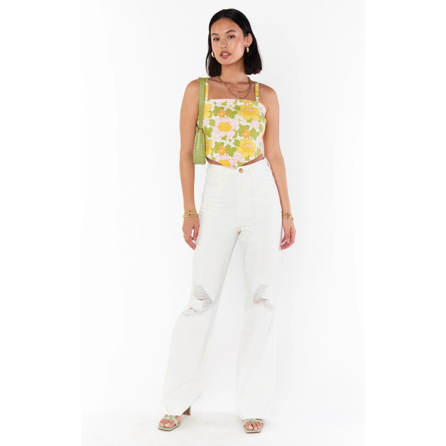 Show Me Your Mumu 90's Straight Jeans in Sea Salt White Size 29