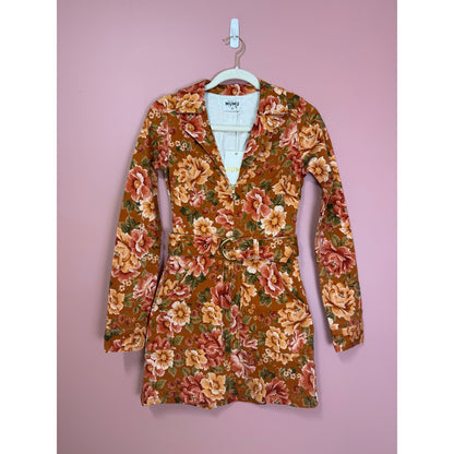 Show Me Your Mumu Outlaw Denim Long Sleeve Mini Dress Garden Harvest Size XS