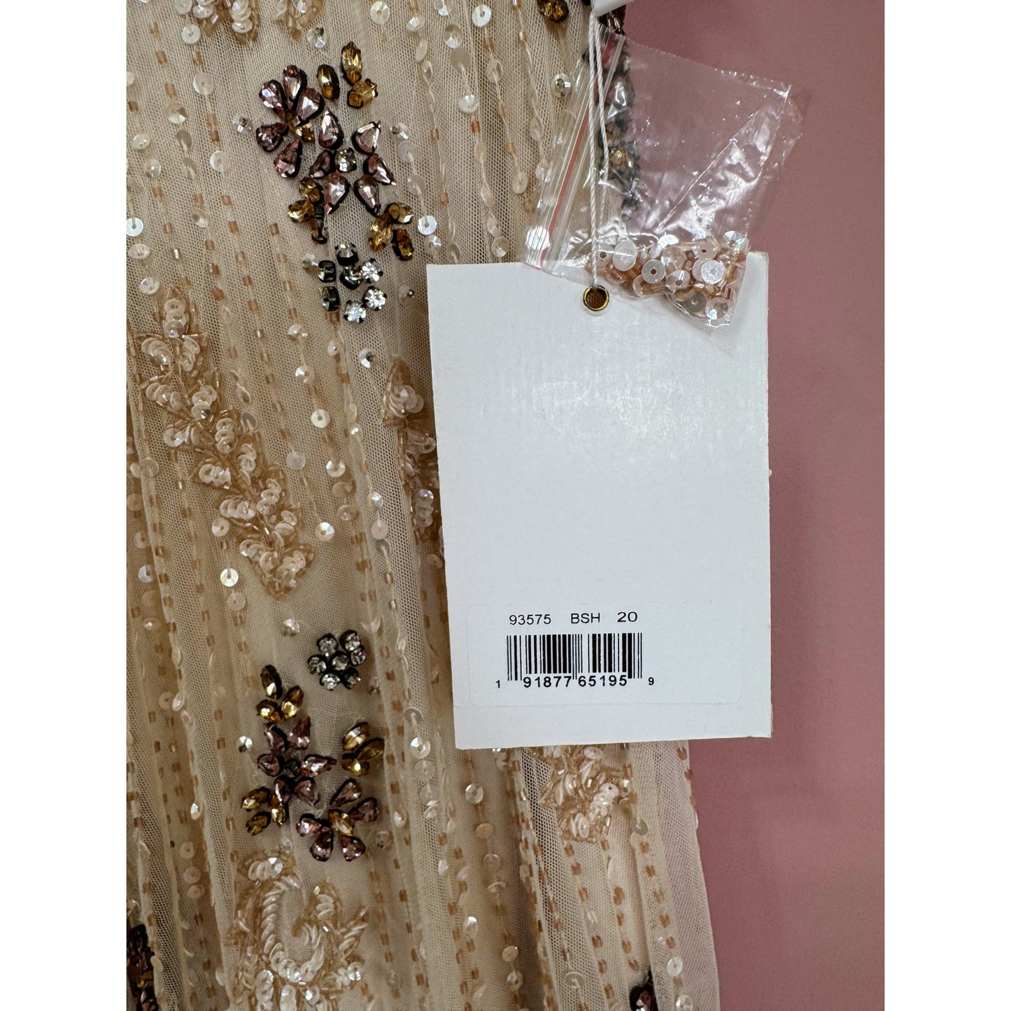 NEW NWT Mac Duggal Cap Sleeve Embellished Dress in Blush STYLE 93575 Size 20