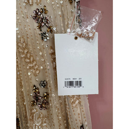 NEW NWT Mac Duggal Cap Sleeve Embellished Dress in Blush STYLE 93575 Size 20